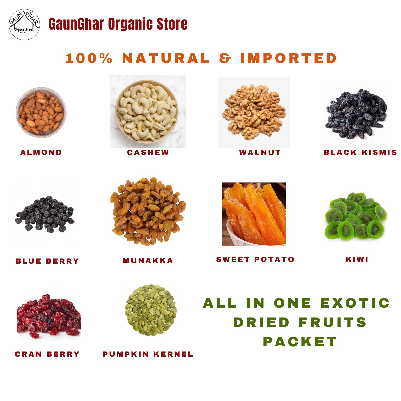 All in One Combo Exotic Dry Fruits Total 1 Kg